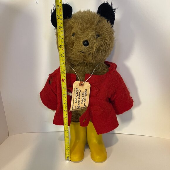 Vintage 1977 Paddington Bear Stuffed Plush 20" Eden Toys Yellow Boots Red Coat - Picture 16 of 16